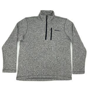 Eddie Bauer Sweater Men's‎ L Heather Pirate Black 1/4 Zip Pullover Fleece Pocket